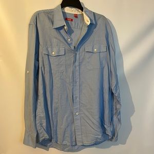 NWOT Izod Bottom Down Shirt Long Sleeve M Blue